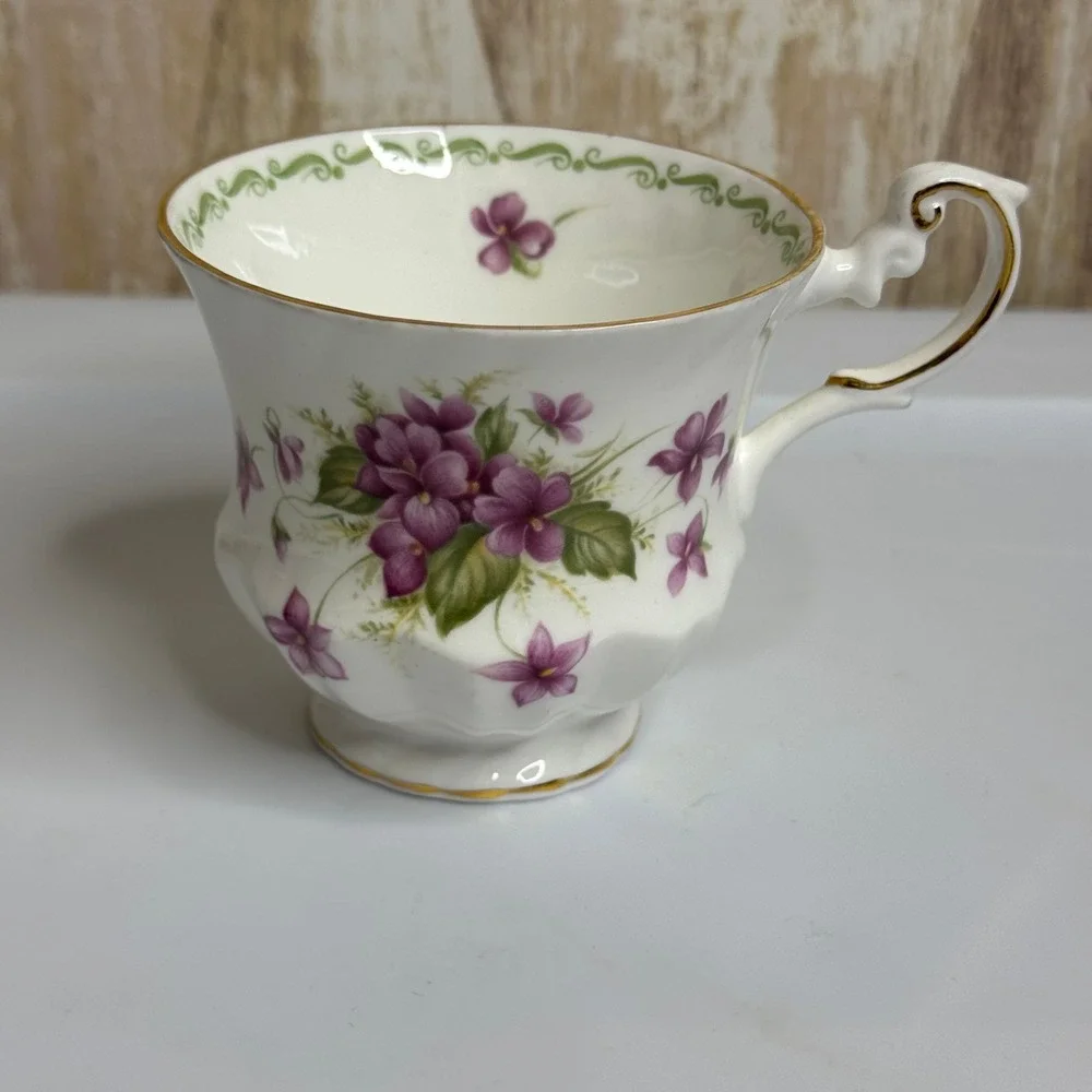 Queens Special Flowers Violets Fine Bone China Tea Cup Rosina China Co England